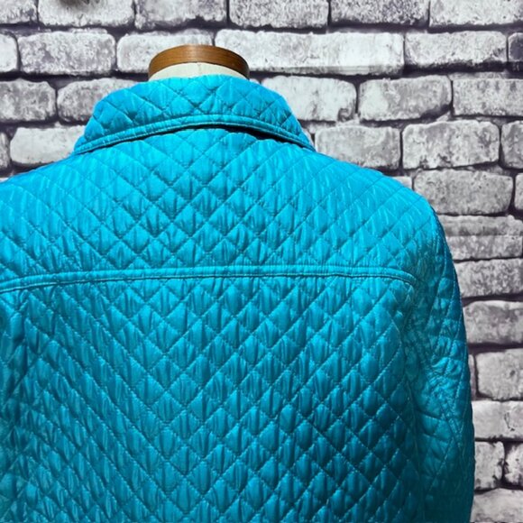Quacker Factory Aqua Long Sleeve Quilted Jacket Size L - Picture 6 of 8